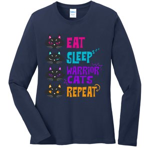 Eat Sleep Cat Warrior Repeat Cat Warrior Love Cats Ladies Long Sleeve Shirt