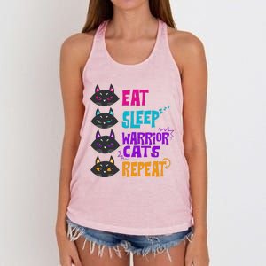 Eat Sleep Cat Warrior Repeat Cat Warrior Love Cats Women's Knotted Racerback Tank