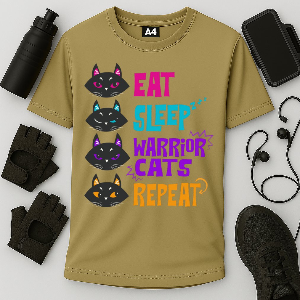 Eat Sleep Cat Warrior Repeat Cat Warrior Love Cats Cooling Performance Crew T-Shirt