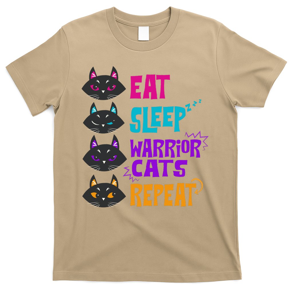 Eat Sleep Cat Warrior Repeat Cat Warrior Love Cats T-Shirt