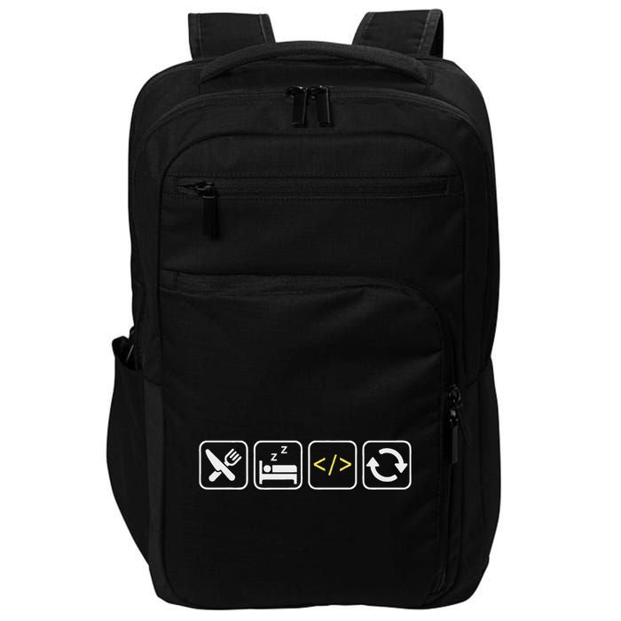 Eat Sleep Code Repeat Funny Humor For Coders & Programmers Impact Tech Backpack