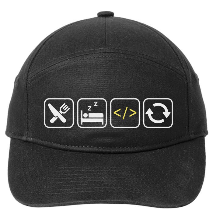 Eat Sleep Code Repeat Funny Humor For Coders & Programmers 7-Panel Snapback Hat