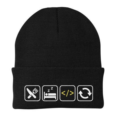 Eat Sleep Code Repeat Funny Humor For Coders & Programmers Knit Cap Winter Beanie