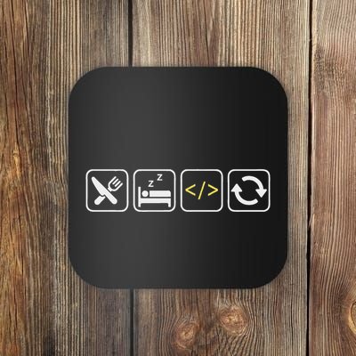 Eat Sleep Code Repeat Funny Humor For Coders & Programmers Coaster