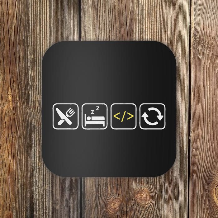 Eat Sleep Code Repeat Funny Humor For Coders & Programmers Coaster