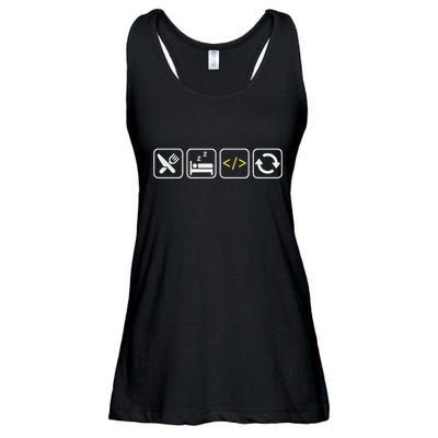 Eat Sleep Code Repeat Funny Humor For Coders & Programmers Ladies Essential Flowy Tank