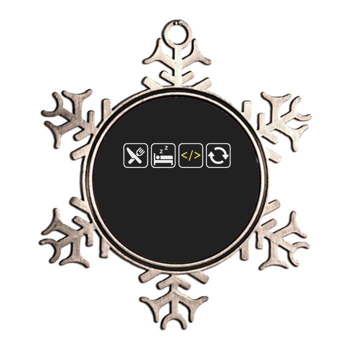 Eat Sleep Code Repeat Funny Humor For Coders & Programmers Metallic Star Ornament