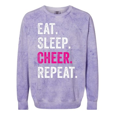 Eat Sleep Cheer Repeat Cheerleading Cheerleader Gifts Colorblast Crewneck Sweatshirt