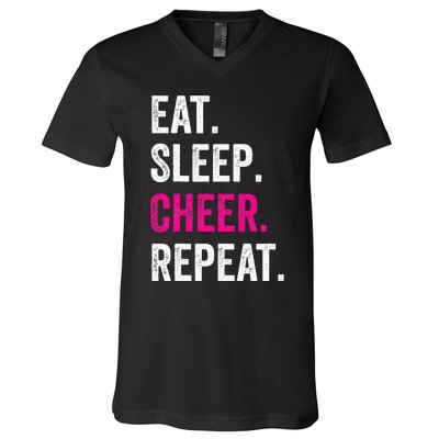 Eat Sleep Cheer Repeat Cheerleading Cheerleader Gifts V-Neck T-Shirt