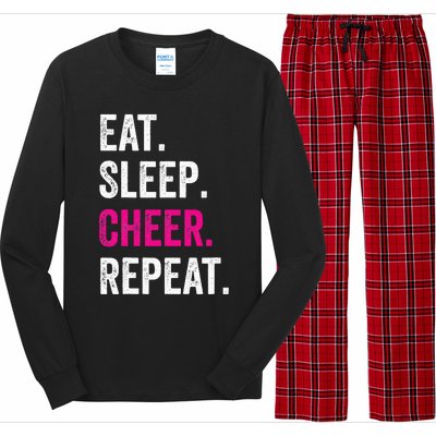 Eat Sleep Cheer Repeat Cheerleading Cheerleader Gifts Long Sleeve Pajama Set