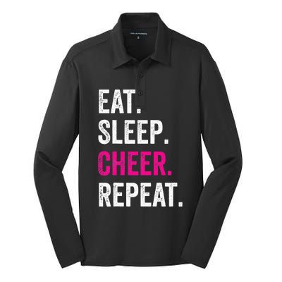 Eat Sleep Cheer Repeat Cheerleading Cheerleader Gifts Silk Touch Performance Long Sleeve Polo