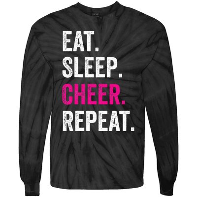 Eat Sleep Cheer Repeat Cheerleading Cheerleader Gifts Tie-Dye Long Sleeve Shirt