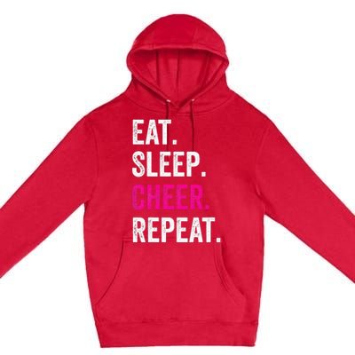 Eat Sleep Cheer Repeat Cheerleading Cheerleader Gifts Premium Pullover Hoodie