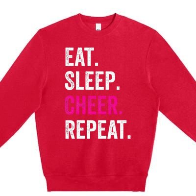 Eat Sleep Cheer Repeat Cheerleading Cheerleader Gifts Premium Crewneck Sweatshirt