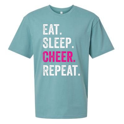 Eat Sleep Cheer Repeat Cheerleading Cheerleader Gifts Sueded Cloud Jersey T-Shirt