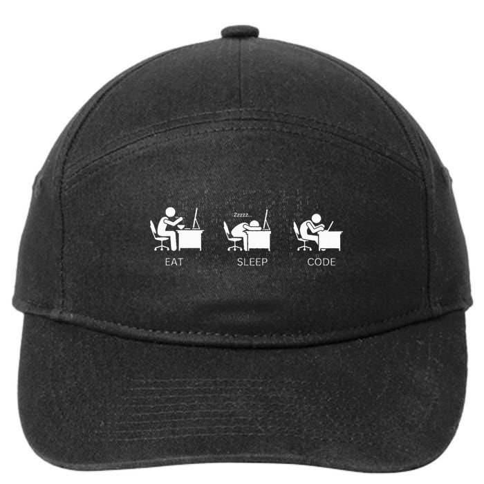 Eat Sleep Code Programmers 7-Panel Snapback Hat