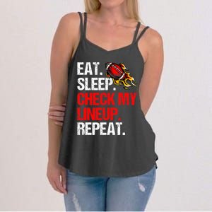 Eat Sleep Check My Lineup Repeat, Fantasy Football Women's Strappy Tank