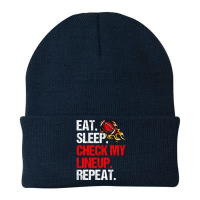 Eat Sleep Check My Lineup Repeat, Fantasy Football Knit Cap Winter Beanie