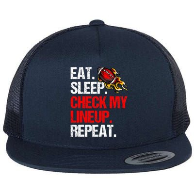 Eat Sleep Check My Lineup Repeat, Fantasy Football Flat Bill Trucker Hat