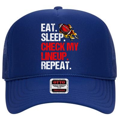 Eat Sleep Check My Lineup Repeat, Fantasy Football High Crown Mesh Back Trucker Hat