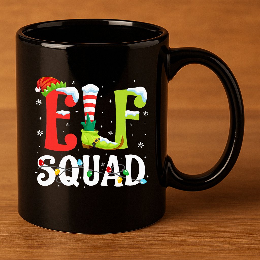 Elf Squad Christmas Family Matching Xmas Elf Pajamas  11oz C Handle Ceramic Mug