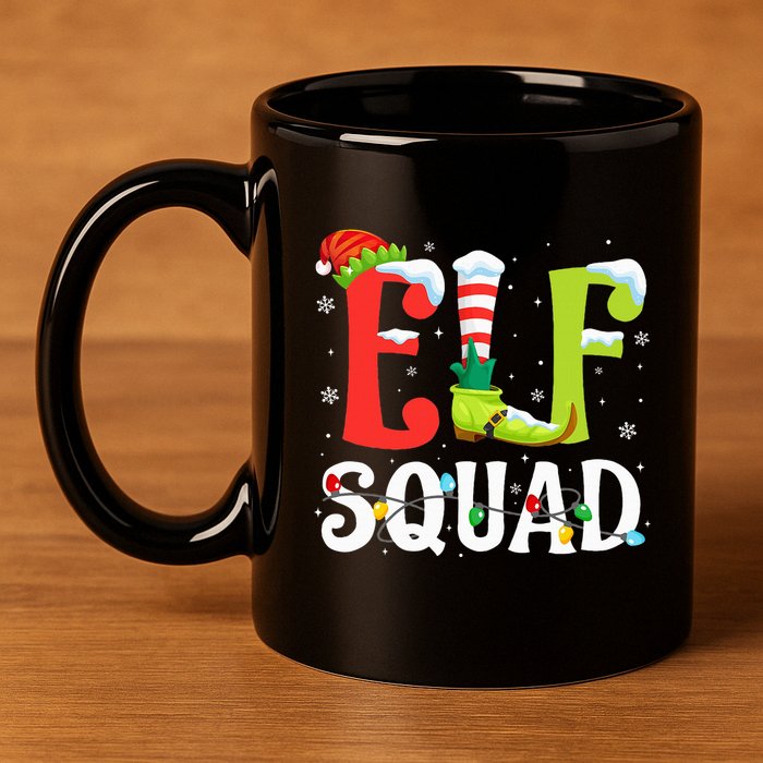 Elf Squad Christmas Family Matching Xmas Elf Pajamas  11oz C Handle Ceramic Mug
