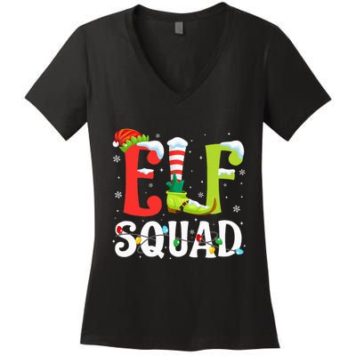 Elf Squad Christmas Family Matching Xmas Elf Pajamas  Women's V-Neck T-Shirt