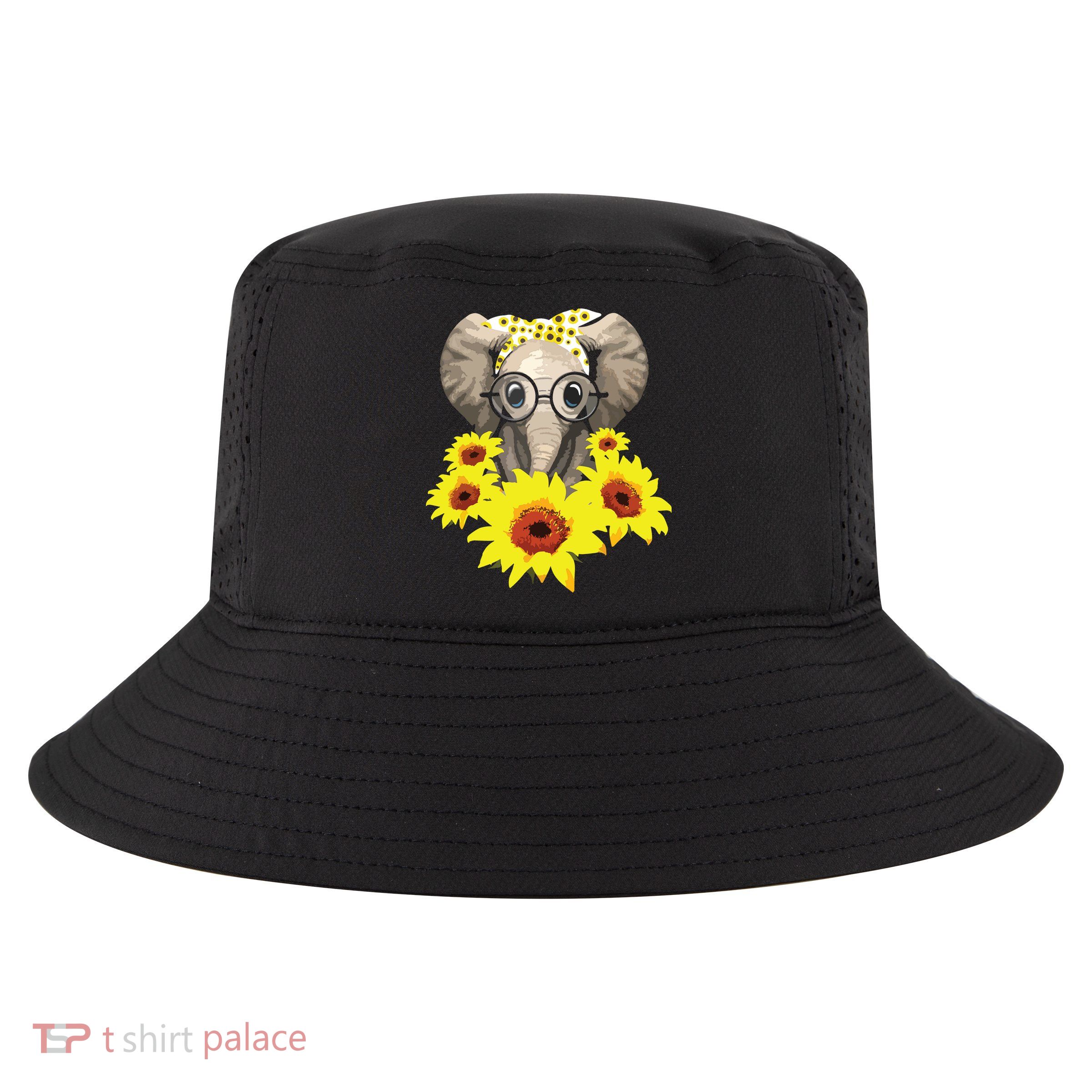 Elephant Sunflower Cute Elephant Love Sunflower Cool Comfort Performance Bucket Hat