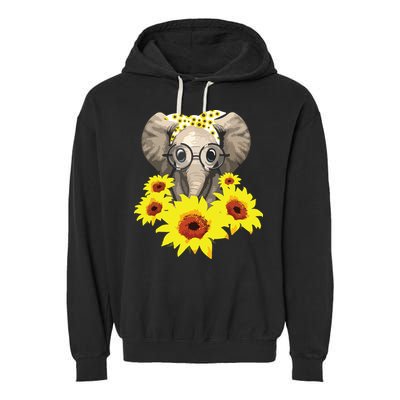 Elephant Sunflower Cute Elephant Love Sunflower Garment-Dyed Fleece Hoodie