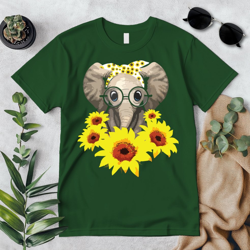 Elephant Sunflower Cute Elephant Love Sunflower Premium T-Shirt