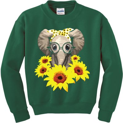 Elephant Sunflower Cute Elephant Love Sunflower Kids Sweatshirt