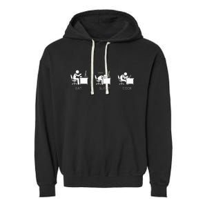 Eat Sleep Code Programmers Design Garment-Dyed Fleece Hoodie