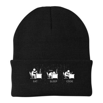 Eat Sleep Code Programmers Design Knit Cap Winter Beanie