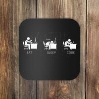 Eat Sleep Code Programmers Design Coaster