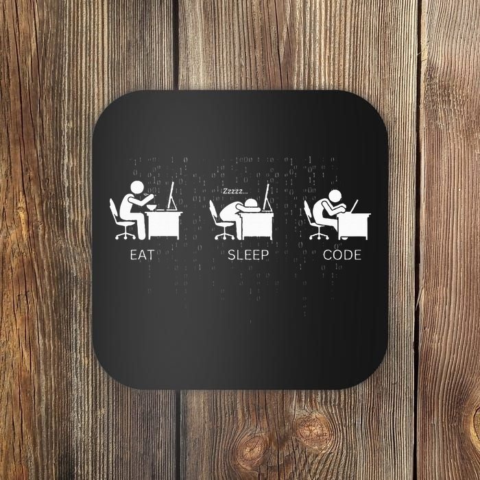 Eat Sleep Code Programmers Design Coaster