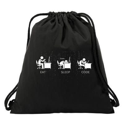 Eat Sleep Code Programmers Design Drawstring Bag