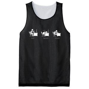 Eat Sleep Code Programmers Design Mesh Reversible Basketball Jersey Tank