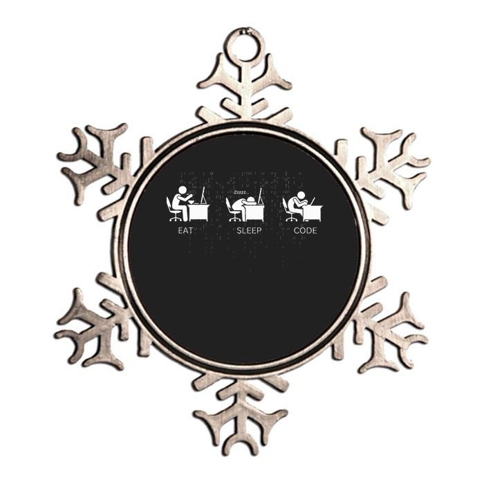 Eat Sleep Code Programmers Design Metallic Star Ornament