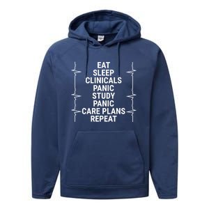 Eat Sleep Clinicals Funny Student Nurse Nursing School Meaningful Gift Performance Fleece Hoodie