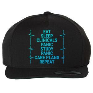 Eat Sleep Clinicals Funny Student Nurse Nursing School Meaningful Gift Wool Snapback Cap