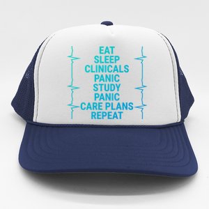 Eat Sleep Clinicals Funny Student Nurse Nursing School Meaningful Gift Trucker Hat