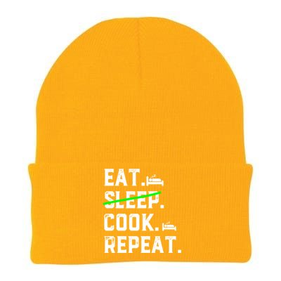 Eat Sleep Cooking Repeat No Sleep Culinary Cook Cooking Chef Gift Knit Cap Winter Beanie