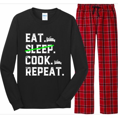 Eat Sleep Cooking Repeat No Sleep Culinary Cook Cooking Chef Gift Long Sleeve Pajama Set