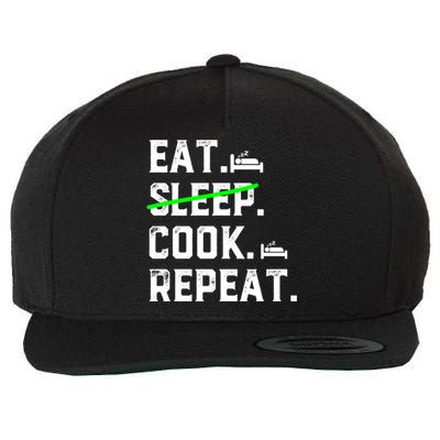 Eat Sleep Cooking Repeat No Sleep Culinary Cook Cooking Chef Gift Wool Snapback Cap