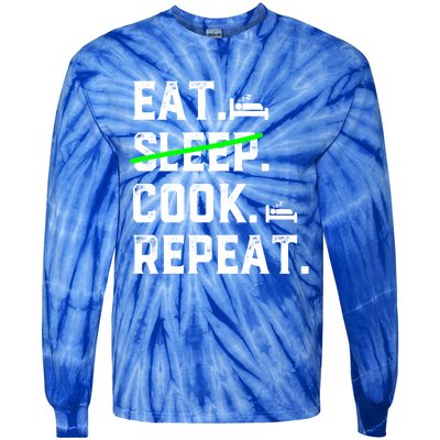 Eat Sleep Cooking Repeat No Sleep Culinary Cook Cooking Chef Gift Tie-Dye Long Sleeve Shirt