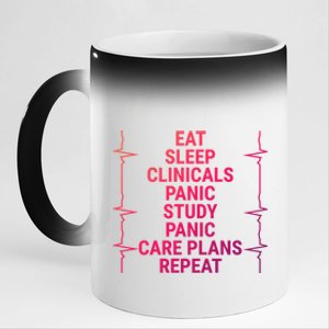 Eat Sleep Clinicals Funny Student Nurse Nursing School Meaningful Gift 11oz Black Color Changing Mug