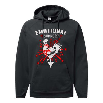 Emotional Support Chicken Emotional Support Cock Performance Fleece Hoodie