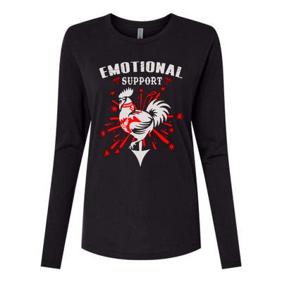 Emotional Support Chicken Emotional Support Cock Womens Cotton Relaxed Long Sleeve T-Shirt