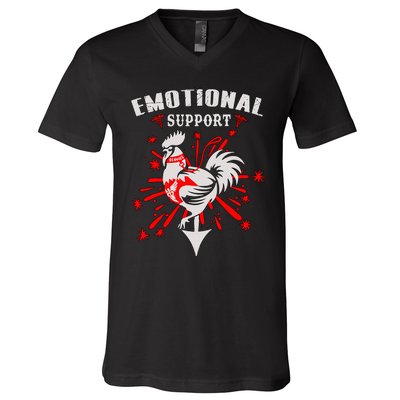 Emotional Support Chicken Emotional Support Cock V-Neck T-Shirt