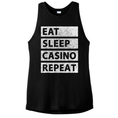 Eat Sleep Casino Repeat Casino Gambler Ladies PosiCharge Tri-Blend Wicking Tank